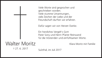 Anzeige von Walter Moritz von MGO
