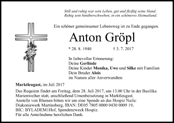 Anzeige von Anton Gröpl von MGO