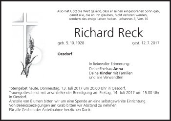 Anzeige von Richard Reck von MGO