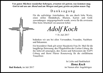 Anzeige von Adolf Koch von MGO