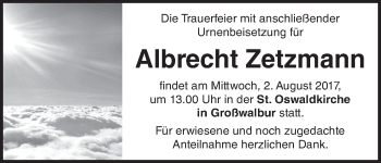 Anzeige von Albrecht Zetzmann von MGO