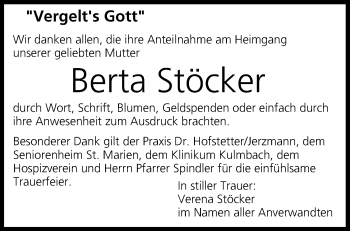 Anzeige von Berta Stöcker von MGO