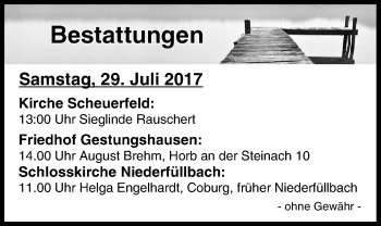 Anzeige von Bestattungen vom 29.07.2017 von MGO