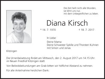 Anzeige von Diana Kirsch von MGO