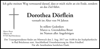 Anzeige von Dorothea Dörflein von MGO
