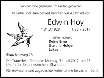 Anzeige von Edwin Hoy von MGO