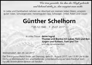 Anzeige von Günther Schelhorn von MGO