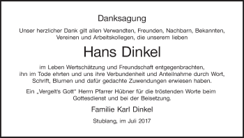 Anzeige von Hans Dinkel von MGO