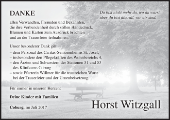 Anzeige von Horst Witzgall von MGO