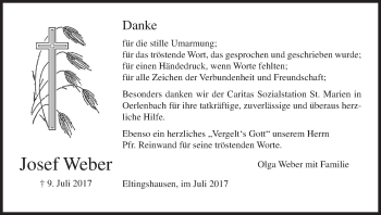 Anzeige von Josef Weber von MGO