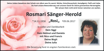 Anzeige von Rosmari Sänger-Herold von MGO