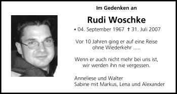 Anzeige von Rudi Woschke von MGO