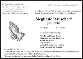 Anzeige von Sieglinde Rauschert von MGO