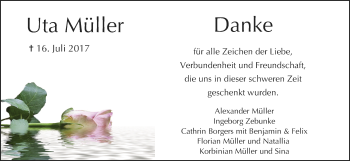 Anzeige von Uta Müller von MGO