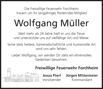 Anzeige von Wolfgang Müller von MGO