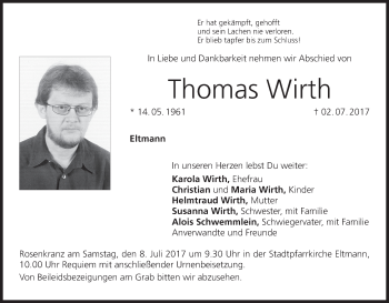 Anzeige von Thomas Wirth von MGO