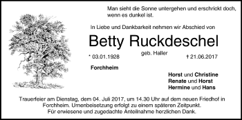 Anzeige von Betty Ruckdeschel von MGO