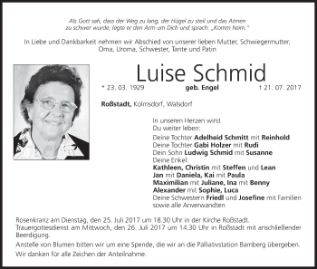 Anzeige von Luise Schmid von MGO