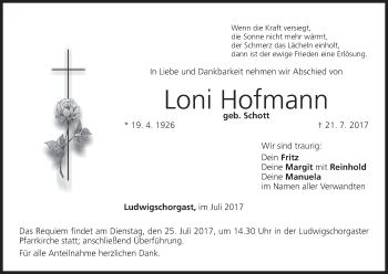 Anzeige von Loni Hofmann von MGO