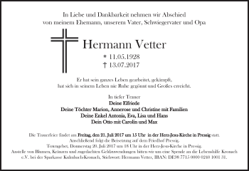 Anzeige von Hermann Vetter von MGO