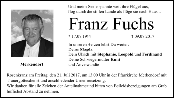 Anzeige von Franz Fuchs von MGO