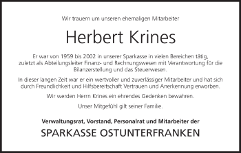 Anzeige von Herbert Krines von MGO