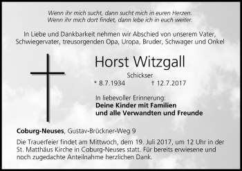 Anzeige von Horst Witzgall von MGO