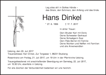 Anzeige von Hans Dinkel von MGO