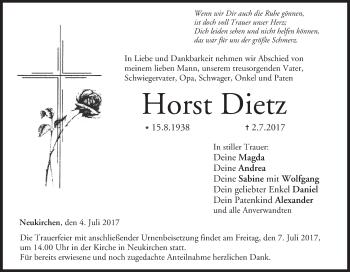 Anzeige von Horst Dietz von MGO