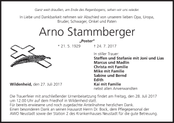 Anzeige von Arno Stammberger von MGO