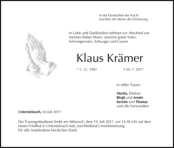 Anzeige von Klaus Krämer von MGO