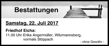 Anzeige von Bestattungen vom 22.07.2017 von MGO