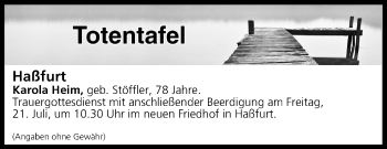 Anzeige von Totentafel vom 20.07.2017 von MGO