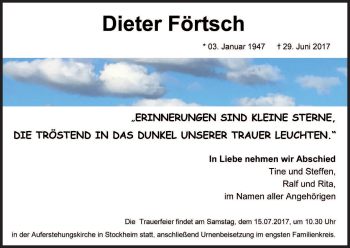 Anzeige von Dieter Förtsch von MGO
