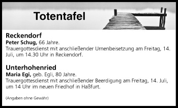Anzeige von Totentafel vom 13.07.2017 von MGO