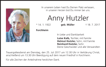 Anzeige von Anny Hutzler von MGO
