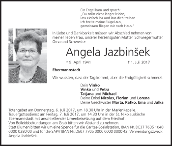 Anzeige von Angela Jazbinšek von MGO