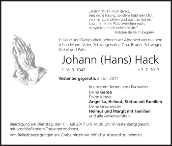 Anzeige von Johann Hack von MGO