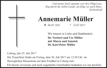 Anzeige von Annemarie Müller von MGO