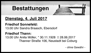 Anzeige von Bestattungen vom 04.07.2017 von MGO