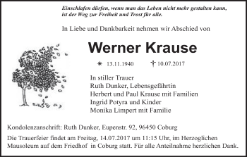 Anzeige von Werner Krause von MGO