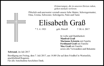 Anzeige von Elisabeth Graß von MGO