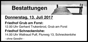 Anzeige von Bestattungen vom 13.07.2017 von MGO