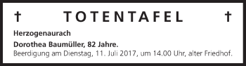 Anzeige von Totentafel vom 10.07.2017 von MGO