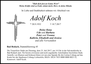 Anzeige von Adolf Koch von MGO