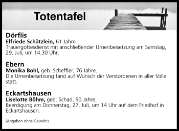 Anzeige von Totentafel vom 26.07.2017 von MGO