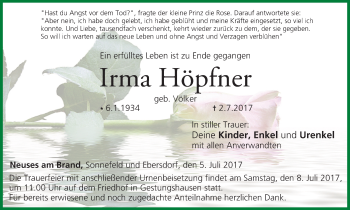 Anzeige von Irma Höpfner von MGO
