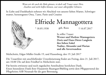 Anzeige von Elfriede Mannagottera von MGO