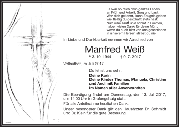 Anzeige von Manfred Weiß von MGO