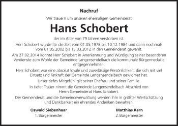 Anzeige von Hans Schobert von MGO